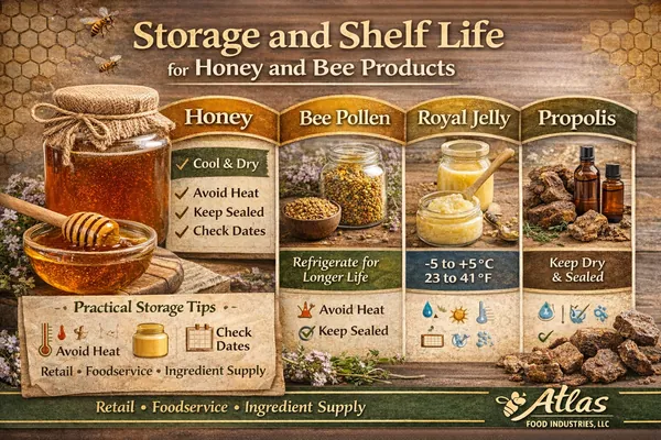 Storage and Shelf Life for Honey and Bee Products
